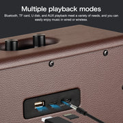 D30 Portable Subwoofer Wooden Bluetooth 4.2 Speaker, Support TF Card & 3.5mm AUX & U Disk Play(Black)
