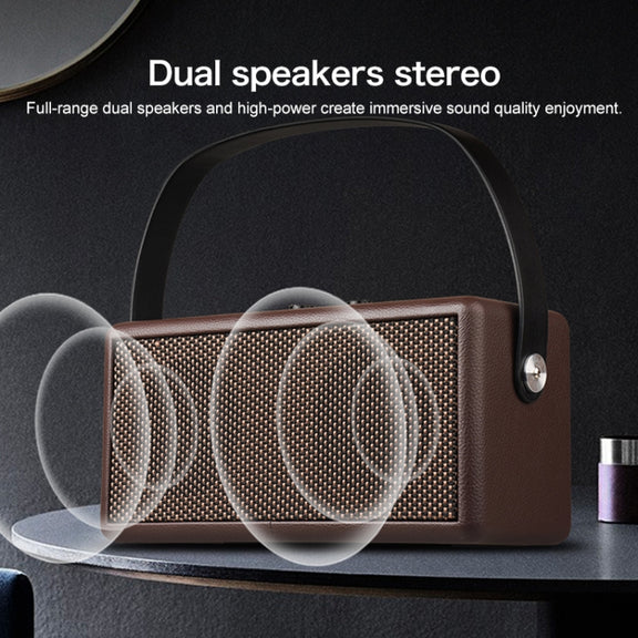 D30 Portable Subwoofer Wooden Bluetooth 4.2 Speaker, Support TF Card & 3.5mm AUX & U Disk Play(Black)