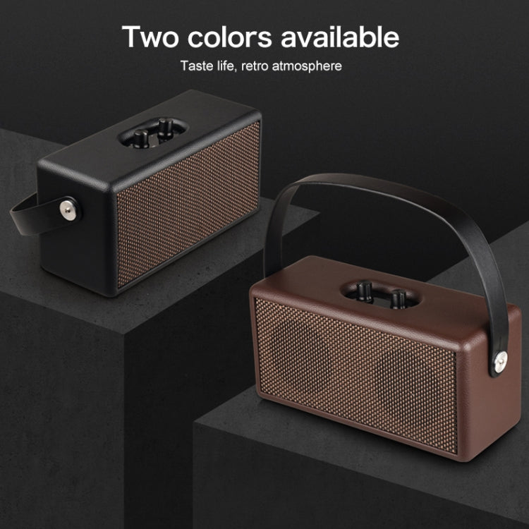 D30 Portable Subwoofer Wooden Bluetooth 4.2 Speaker, Support TF Card & 3.5mm AUX & U Disk Play(Black)
