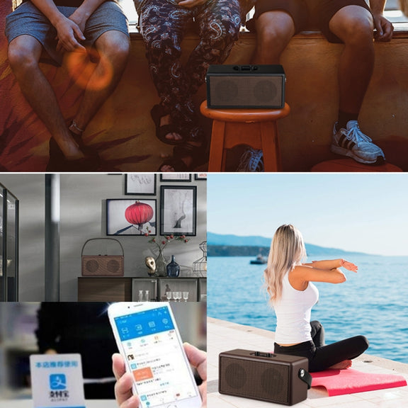 D30 Portable Subwoofer Wooden Bluetooth 4.2 Speaker, Support TF Card & 3.5mm AUX & U Disk Play(Brown)