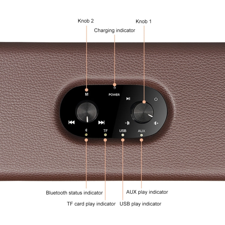 D30 Portable Subwoofer Wooden Bluetooth 4.2 Speaker, Support TF Card & 3.5mm AUX & U Disk Play(Black)