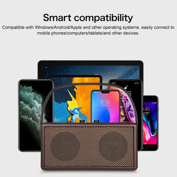 D30 Portable Subwoofer Wooden Bluetooth 4.2 Speaker, Support TF Card & 3.5mm AUX & U Disk Play(Black)