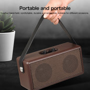 D30 Portable Subwoofer Wooden Bluetooth 4.2 Speaker, Support TF Card & 3.5mm AUX & U Disk Play(Black)