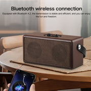 D30 Portable Subwoofer Wooden Bluetooth 4.2 Speaker, Support TF Card & 3.5mm AUX & U Disk Play(Black)
