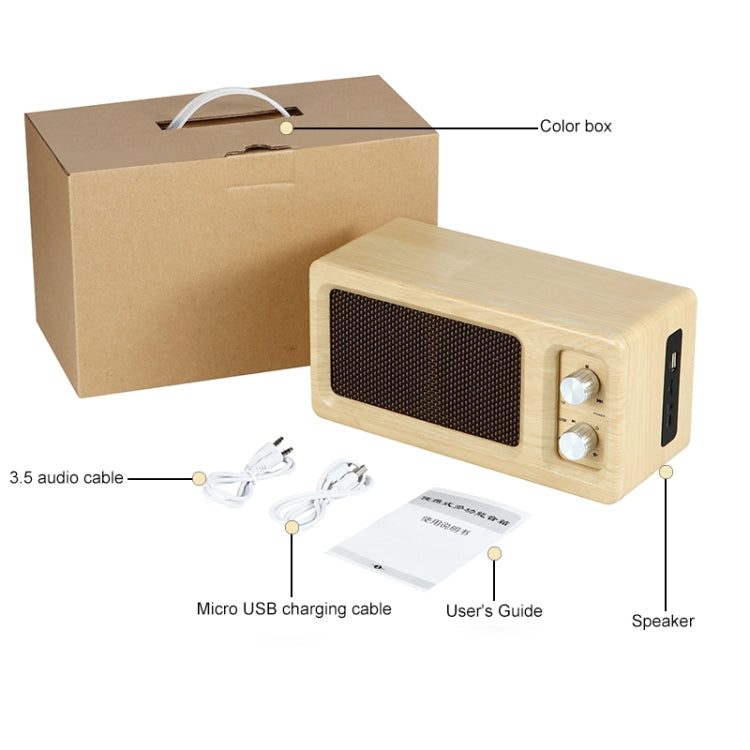 D60 Subwoofer Wooden Bluetooth 4.2 Speaker, Support TF Card & 3.5mm AUX & U Disk Play(Walnut)