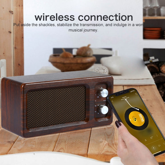 D60 Subwoofer Wooden Bluetooth 4.2 Speaker, Support TF Card & 3.5mm AUX & U Disk Play(Walnut)