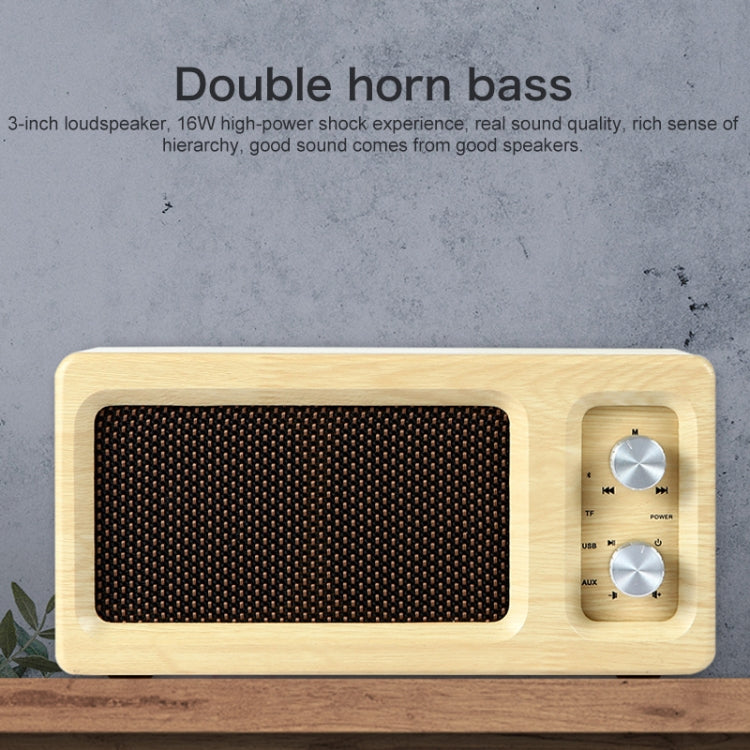 D60 Subwoofer Wooden Bluetooth 4.2 Speaker, Support TF Card & 3.5mm AUX & U Disk Play(Walnut)