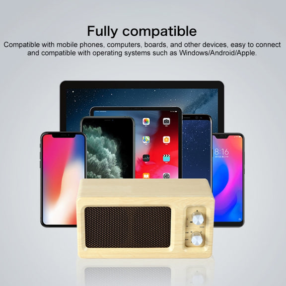 D60 Subwoofer Wooden Bluetooth 4.2 Speaker, Support TF Card & 3.5mm AUX & U Disk Play(Walnut)