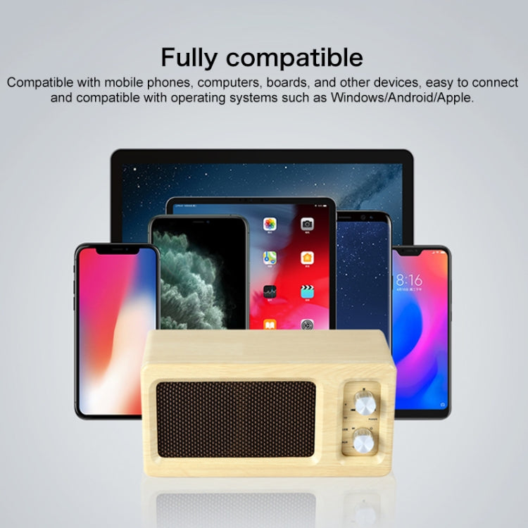 D60 Subwoofer Wooden Bluetooth 4.2 Speaker, Support TF Card & 3.5mm AUX & U Disk Play(Walnut)