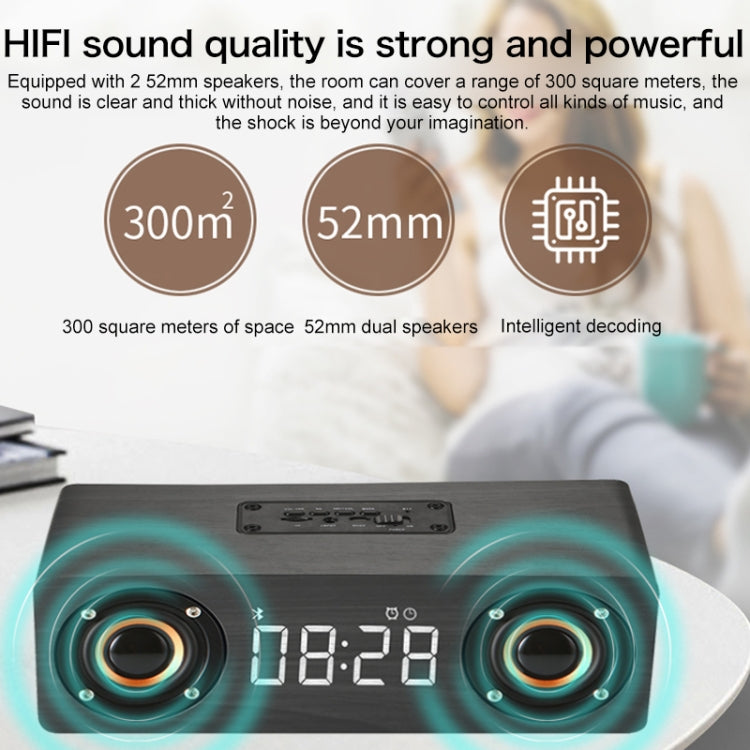 M5 Subwoofer Wooden Bluetooth 4.2 Speaker, Support TF Card & 3.5mm AUX & FM(Black)