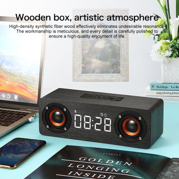 M5 Subwoofer Wooden Bluetooth 4.2 Speaker, Support TF Card & 3.5mm AUX & FM(Black)