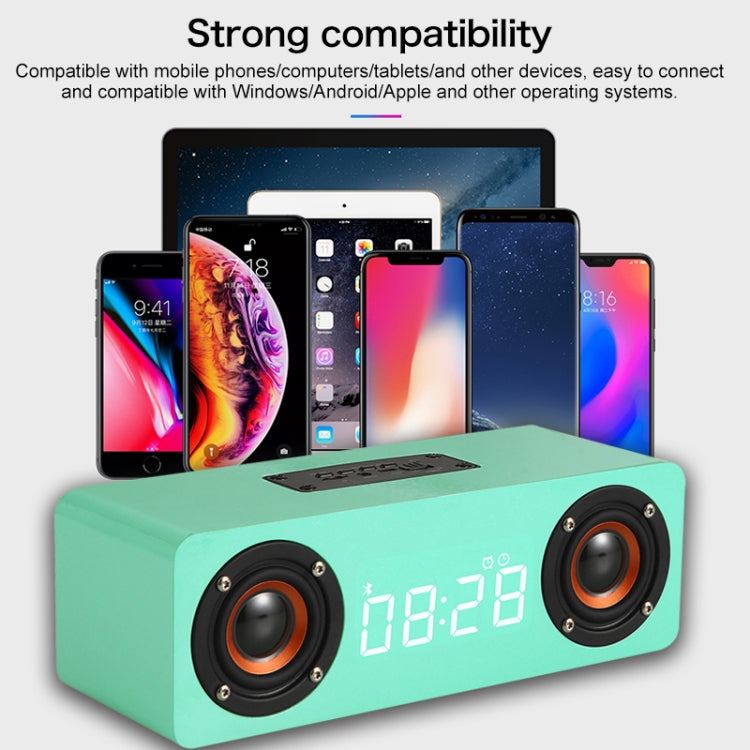 M5C Subwoofer Wooden Clock Bluetooth 4.2 Speaker, Support TF Card & 3.5mm AUX & FM Radio(Grey Wood Grain)