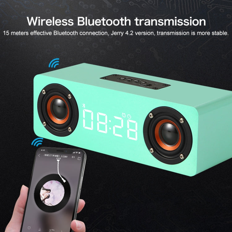 M5C Subwoofer Wooden Clock Bluetooth 4.2 Speaker, Support TF Card & 3.5mm AUX & FM Radio(Grey Wood Grain)