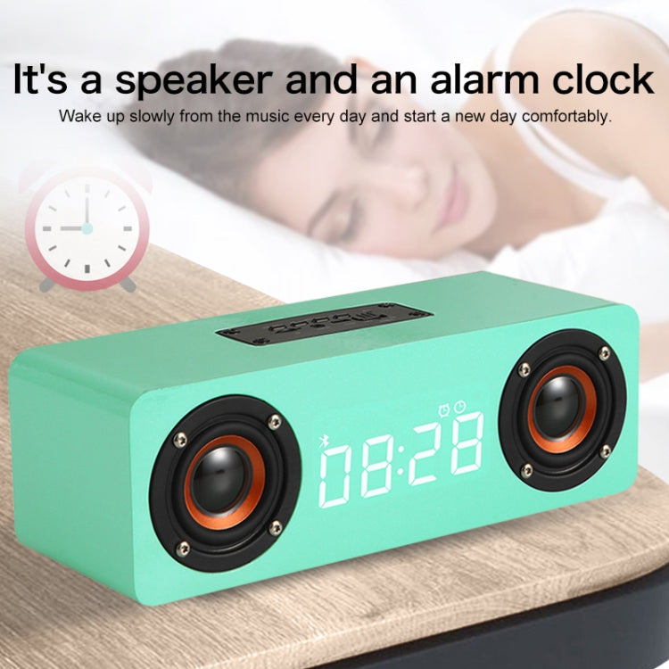 M5C Subwoofer Wooden Clock Bluetooth 4.2 Speaker, Support TF Card & 3.5mm AUX & FM Radio(Grey Wood Grain)