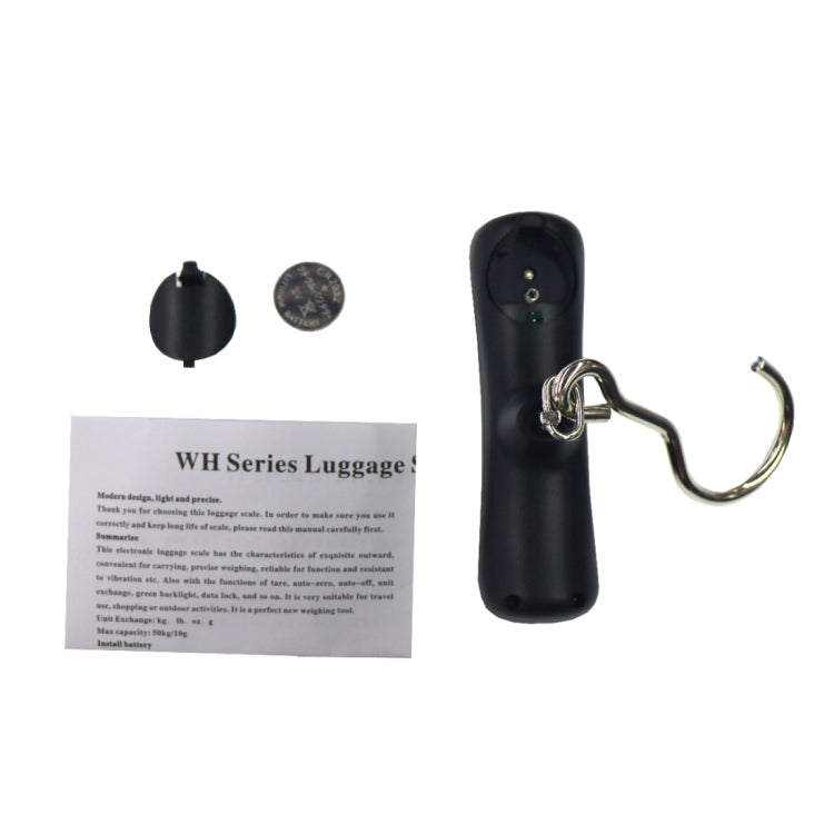 MH-A18 Portable Digital High-Load Weighting Hook Electronic Luggage Scale (10g~50kg), Excluding Batteries(Black)