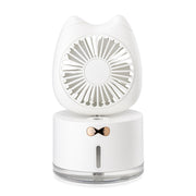 BD-MM1 Cat Shape Household Desktop Rechargeable Spray Humidifier Fan (White)