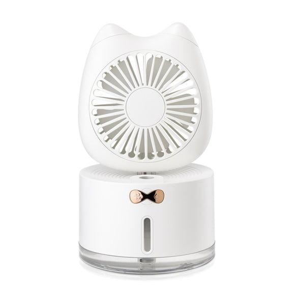 BD-MM1 Cat Shape Household Desktop Rechargeable Spray Humidifier Fan (White)