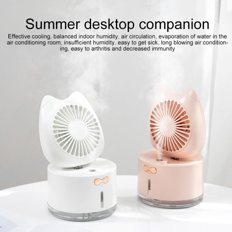 BD-MM1 Cat Shape Household Desktop Rechargeable Spray Humidifier Fan (White)