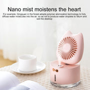 BD-MM1 Cat Shape Household Desktop Rechargeable Spray Humidifier Fan (White)