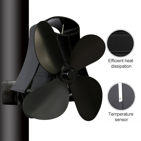 YL-105 4-Blade Aluminum Heat Powered Fireplace Stove Fan(Grey)