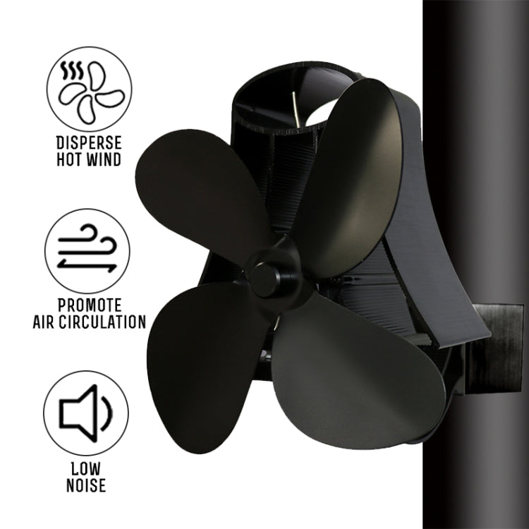YL-105 4-Blade Aluminum Heat Powered Fireplace Stove Fan(White)