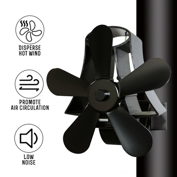 YL-106 5-Blade High Temperature Aluminum Heat Powered Fireplace Stove Fan(Bronze)