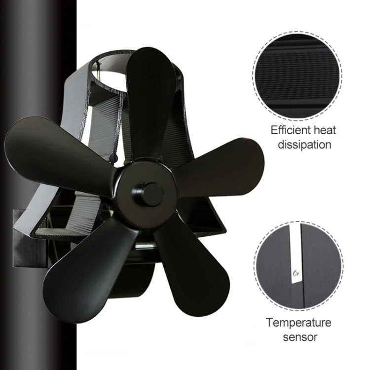 YL-106 5-Blade High Temperature Aluminum Heat Powered Fireplace Stove Fan(Grey)