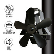 YL-106 5-Blade High Temperature Aluminum Heat Powered Fireplace Stove Fan(Rose Red)