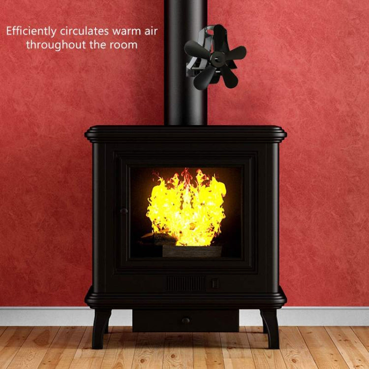 YL-106 5-Blade High Temperature Aluminum Heat Powered Fireplace Stove Fan(Rose Red)