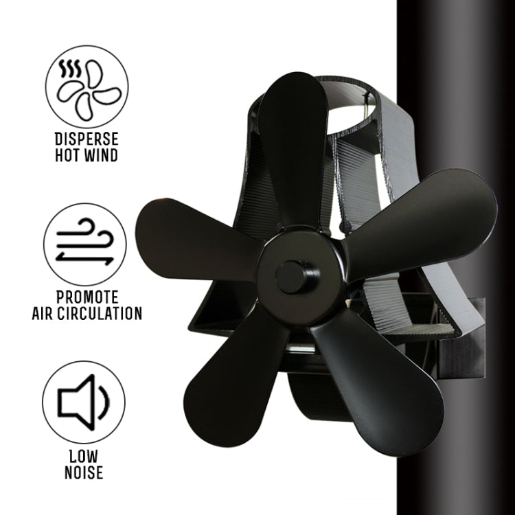 YL-106 5-Blade High Temperature Aluminum Heat Powered Fireplace Stove Fan(White)