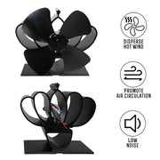 YL201 4-Blade High Temperature Metal Heat Powered Fireplace Stove Fan (Silver)