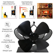 YL201 4-Blade High Temperature Metal Heat Powered Fireplace Stove Fan (Silver)