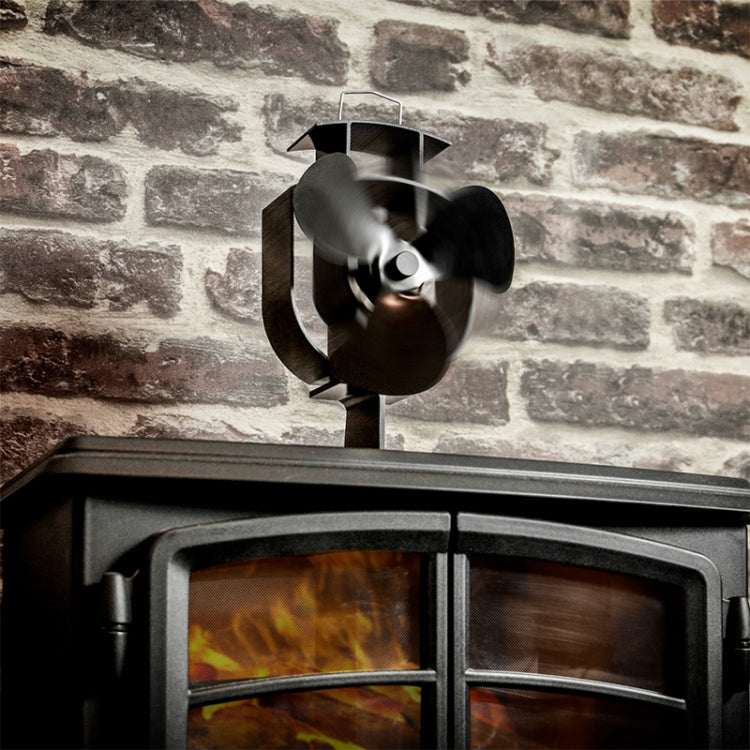 YL401 3-Blade High Temperature Metal Heat Powered Fireplace Stove Fan (White)