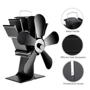 YL602 5-Blade High Temperature Metal Heat Powered Fireplace Stove Fan (Silver)