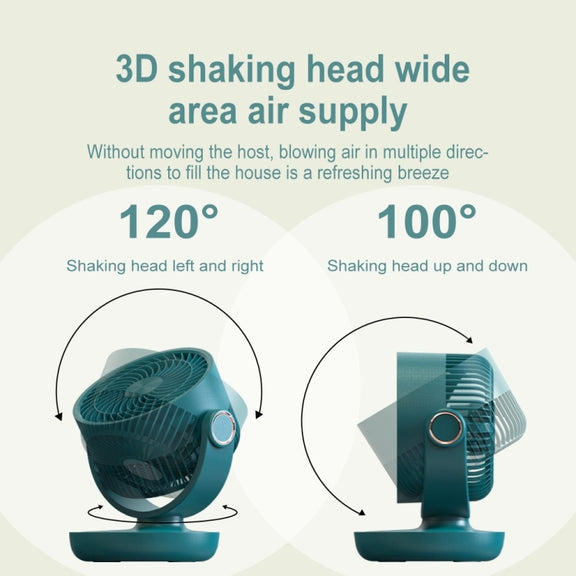 WT-F44 Adjustable Desktop LED Smart Digital Display Air Circulation Electric Fan, 3 Speed Control (Green)