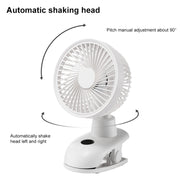 D601Y Portable USB Clip-on Oscillating Small Fan (White)