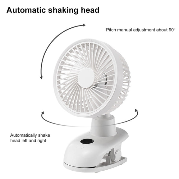 D601Y Portable USB Clip-on Oscillating Small Fan (White)