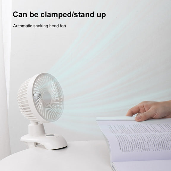 D601Y Portable USB Clip-on Oscillating Small Fan (White)