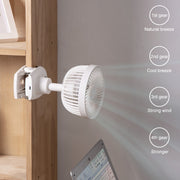 D601Y Portable USB Clip-on Oscillating Small Fan (White)