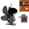 4-Blade Aluminum Heat Powered Fireplace Stove Fan (Black) - Fireplace Fan by PMC TechLife | Online Shopping South Africa | PMC TechLife | Buy Now Pay Later Mobicred