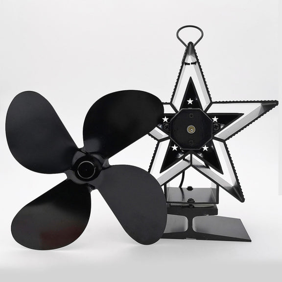 4-Blade Aluminum Heat Powered Fireplace Stove Fan (Silver)