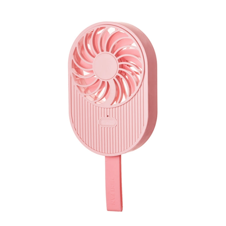 LLD-17 0.7-1.2W Ice Cream Shape Portable 2 Speed Control USB Charging Handheld Fan with Lanyard (Pink)