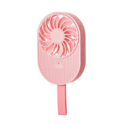 LLD-17 0.7-1.2W Ice Cream Shape Portable 2 Speed Control USB Charging Handheld Fan with Lanyard (Pink)