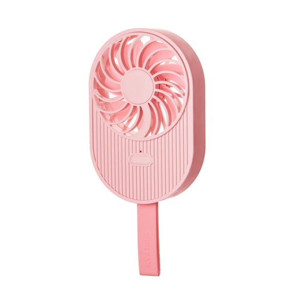 LLD-17 0.7-1.2W Ice Cream Shape Portable 2 Speed Control USB Charging Handheld Fan with Lanyard (Pink)