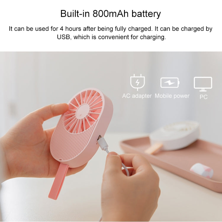 LLD-17 0.7-1.2W Ice Cream Shape Portable 2 Speed Control USB Charging Handheld Fan with Lanyard (Pink)