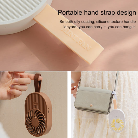 LLD-17 0.7-1.2W Ice Cream Shape Portable 2 Speed Control USB Charging Handheld Fan with Lanyard (White)