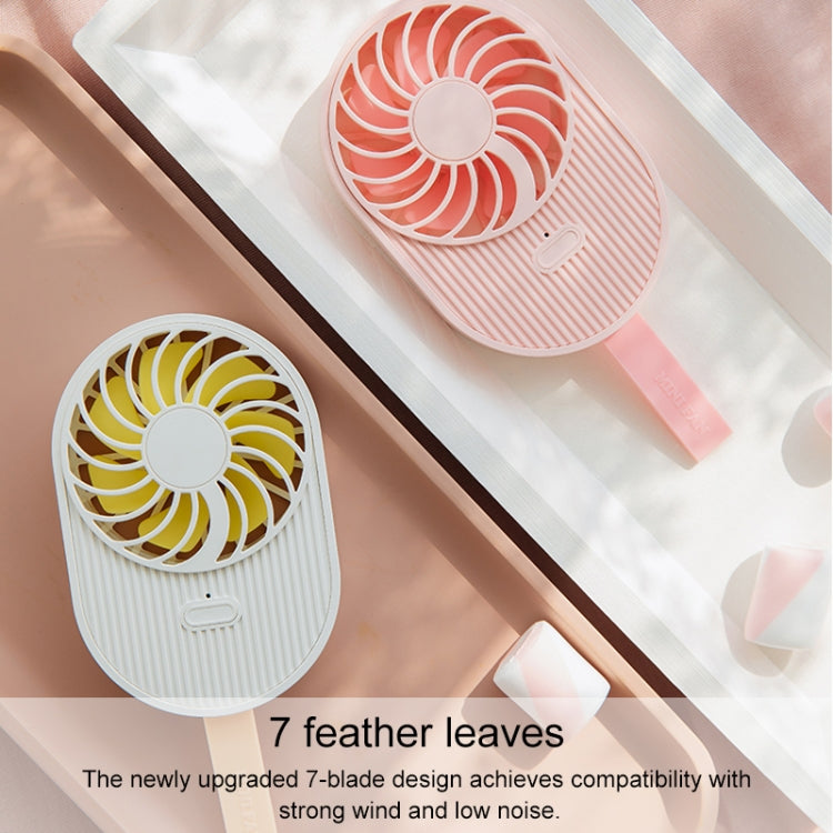 LLD-17 0.7-1.2W Ice Cream Shape Portable 2 Speed Control USB Charging Handheld Fan with Lanyard (White)