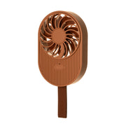 LLD-17 0.7-1.2W Ice Cream Shape Portable 2 Speed Control USB Charging Handheld Fan with Lanyard (Brown)