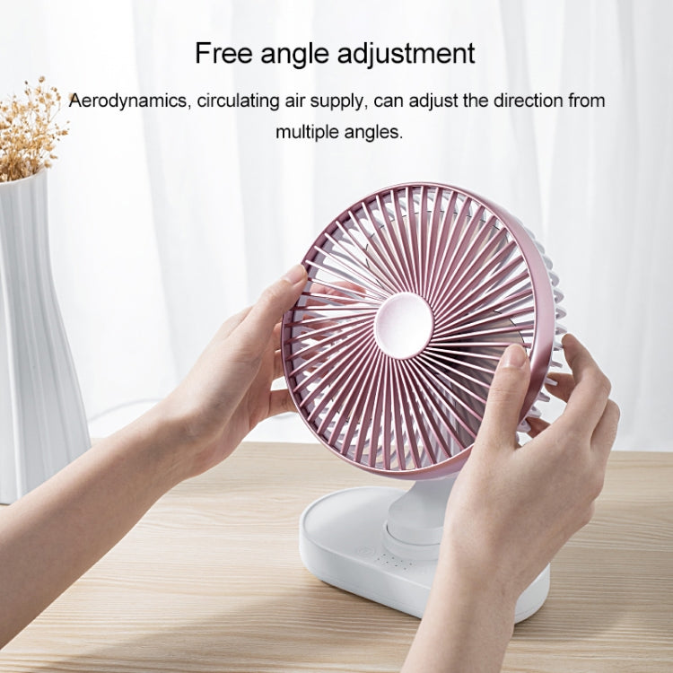 D77 4W Micro USB & USB-C / Type-C Rechargeable Portable Four-speed Adjustable Automatic Head Shaking Desktop Fan(Pink)