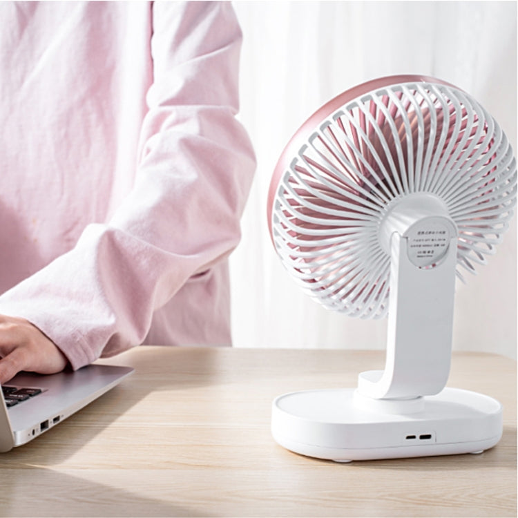 D77 4W Micro USB & USB-C / Type-C Rechargeable Portable Four-speed Adjustable Automatic Head Shaking Desktop Fan(Pink)